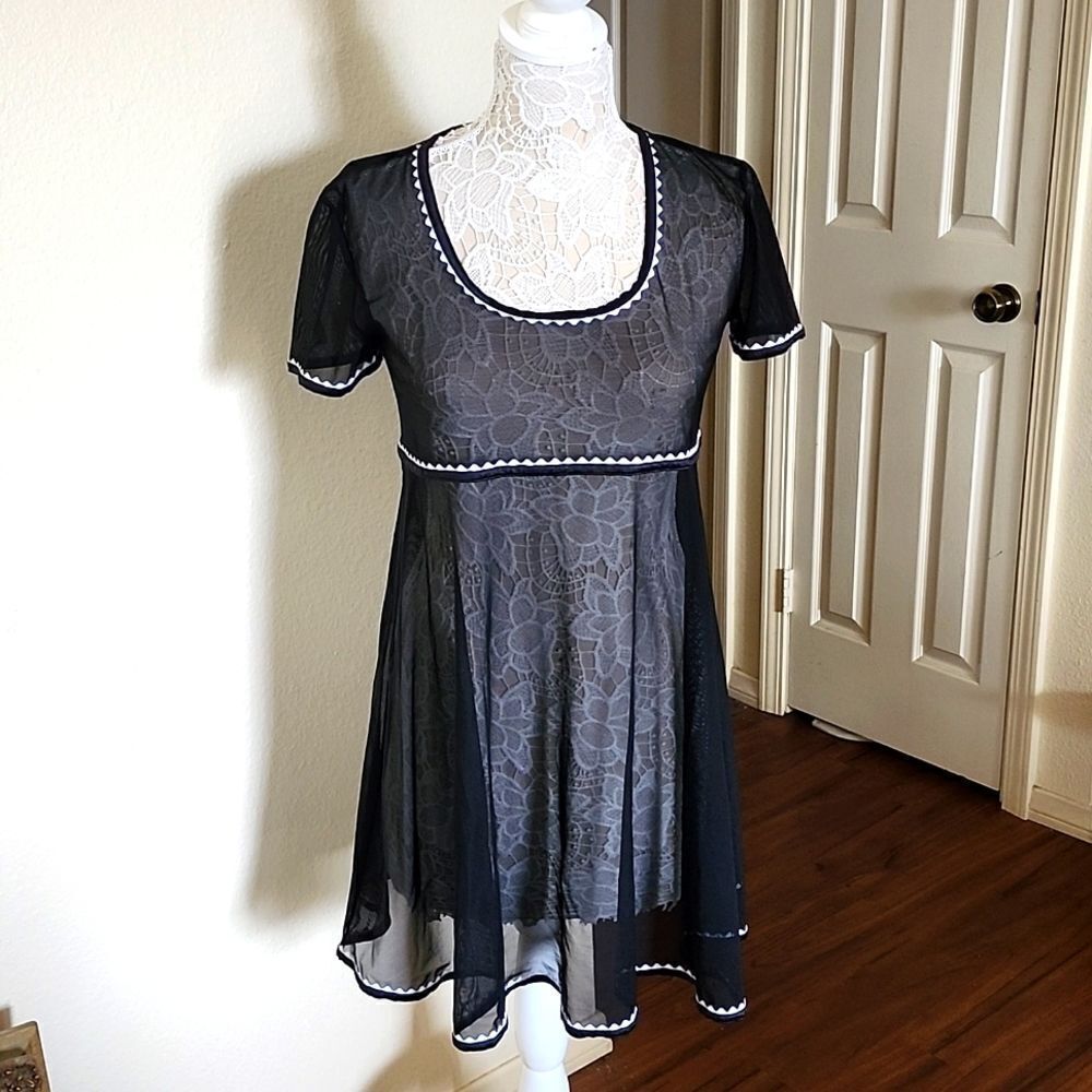 Karla Colletto Mesh Dress Swim Coverup Whimsygoth Chic Size 2